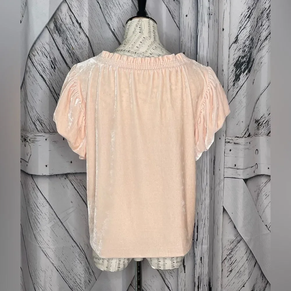 Free People Terese Velvet Top in Peach L